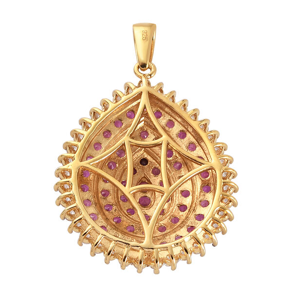 Afrikanischer Rubin und Zirkon-Cluster-Anh&auml;nger in Silber image number 6