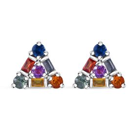 AA Mehrfarbige Saphir Ohrringe, 925 Silber rhodiniert ca. 2.19 ct
