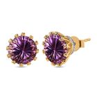 Rose De France Amethyst Ohrringe 925 Silber 750 Gelb Vergoldet ca. 7.00 ct