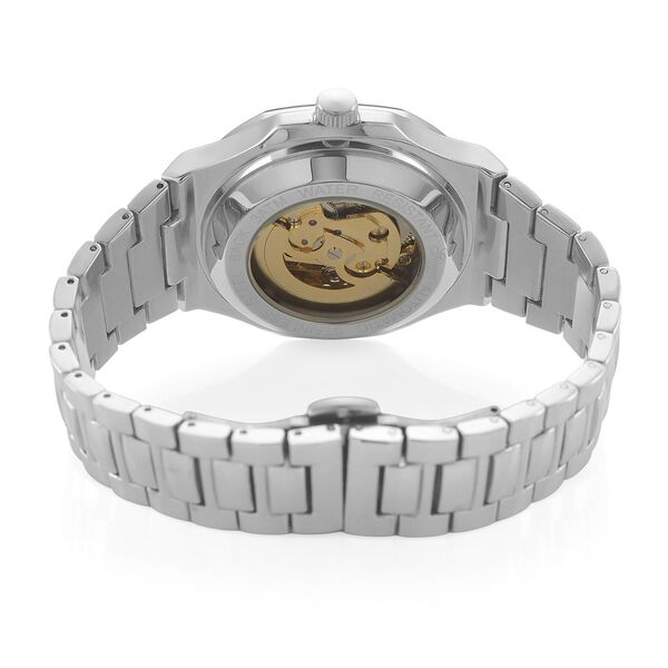 GENOA - Automatikuhr mit Skelett-Design, Edelstahlarmband, 3ATM wasserdicht, Blaues Zifferblatt, ca. 20 cm image number 6