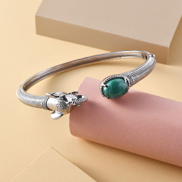 Malachit-Armreif, ca. 19 cm, Edelstahl ca. 8,53 ct image number 2