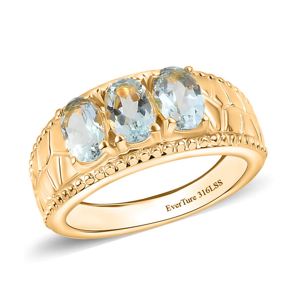 Himmelblauer Topas Ring 316L Edelstahl vergoldet (Gr&ouml;&szlig;e 20.00) ca. 1.64 ct image number 4