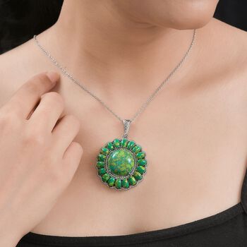 Gr&uuml;ner T&uuml;rkis Anh&auml;nger mit 50cm Kette - 32,83 ct.