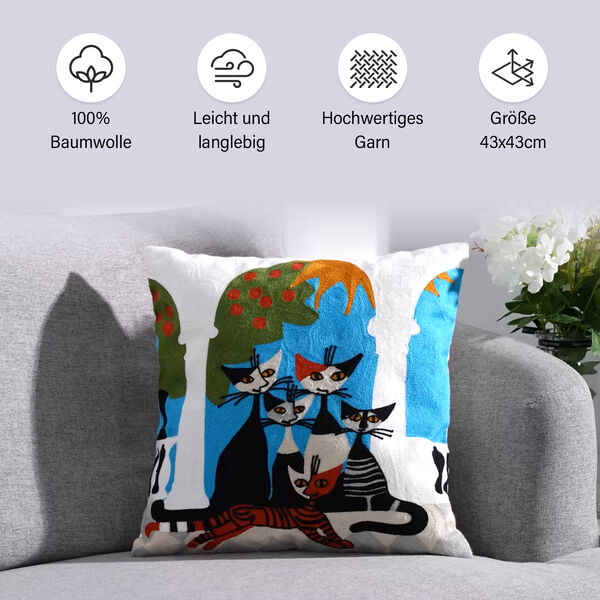 Besticktes Kissenbezug mit Rei&szlig;verschluss, Katzen image number 8