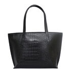 Assots London AGNES 100% echtes Leder Kroko-geprägte Handtasche mit Reißverschluss, Größe: 42x28x10 cm, Schwarz image number 1
