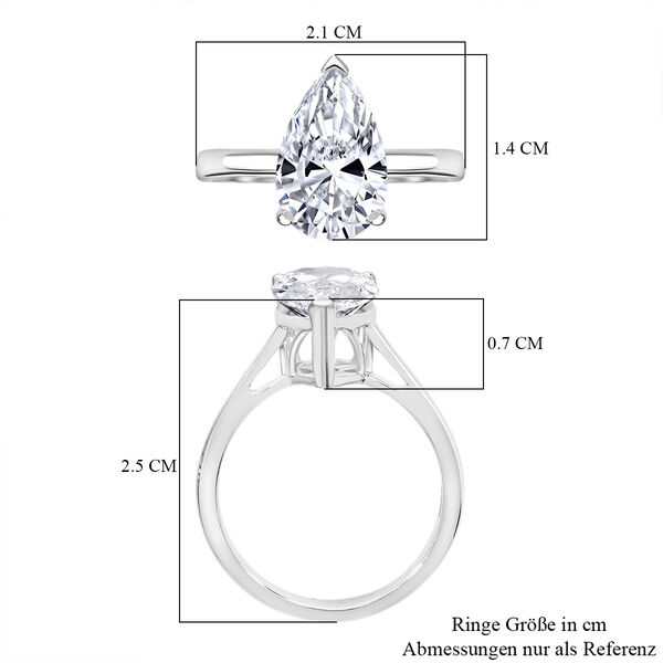 LUXURIANT IGI zertifizierter VS-EF Labor Tropfenschliff Diamant Ring in 950 Platin - 3 ct. image number 4