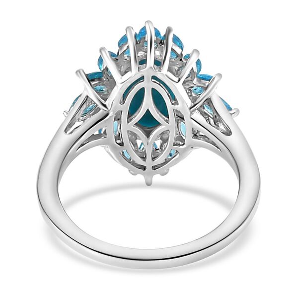 Nat&uuml;rlicher Sleeping Beauty T&uuml;rkis und Neon Apatit-Ring, 925 Silber platiniert  ca. 3,50 ct image number 6