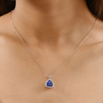 RHAPSODY zertifizierter und gepr&uuml;fter AAAA Tansanit und VS-EF Diamant Anh&auml;nger mit 50cm Kette in 950 Platin - 3,17 ct.
