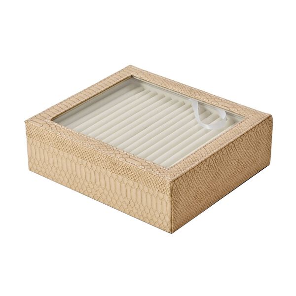 2-lagige Schlangenhaut-Design Ringkaste für 300 Ringe 30.5x27x8.5cm, Beige image number 4