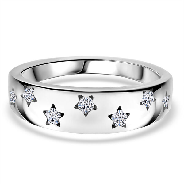 LUXURIANT SI-GH Labor Diamant Ring, 925 Silber platiniert - 0,20 ct.