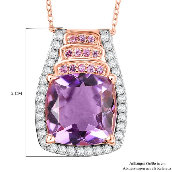 D'joy AA Rose De France Amethyst, Moissanit Anh&auml;nger mit Kette (ca. 50 cm), 925 Silber 750 Ros&eacute;gold Vermeil ca. 5,71 ct. image number 6