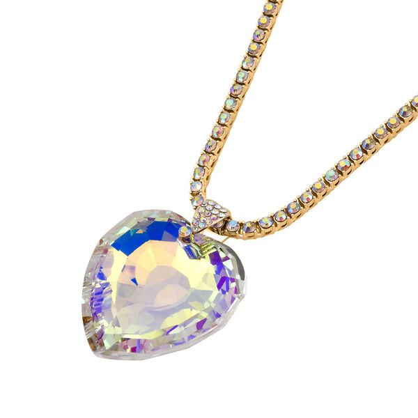 Simulierter Mystischer Weißer Kristall Anhänger mit Kette, goldfarben image number 3