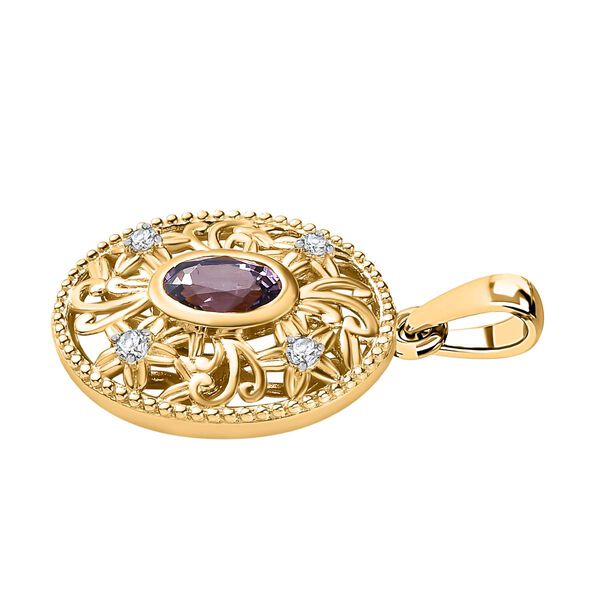 AA Natürlicher Tansanischer Lavendel-Spinell, Weißer Zirkon Anhänger 925 Silber vergoldet ca. 0.62 ct image number 4