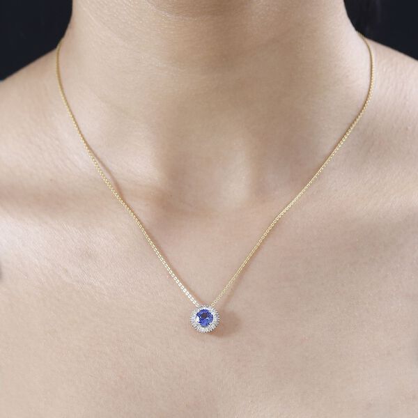 AAA Tansanit und Diamant Anhänger in 585 Gold - 1,06 ct. image number 8