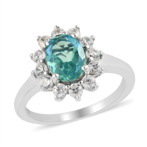 Pfau Triplett Quarz und Zirkon Halo Ring 925 Silber platiniert  ca. 2,21 ct image number 4