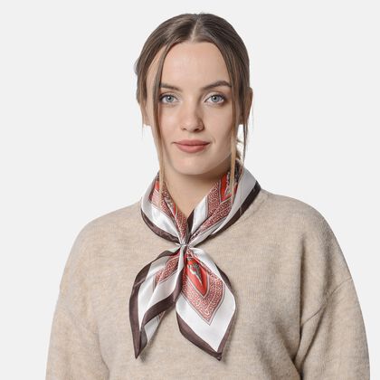 LA MAREY - Unisex 100% natürlicher Maulbeerseiden Foulard, Paisleymuster, Rot