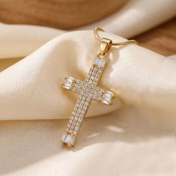 Wei&szlig;er Zirkonia Halskette ca. 52 cm Nickelfreies Messing