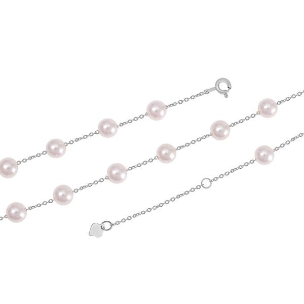 Wei&szlig;e Muschelkernperle Halskette, 45+5 cm image number 5