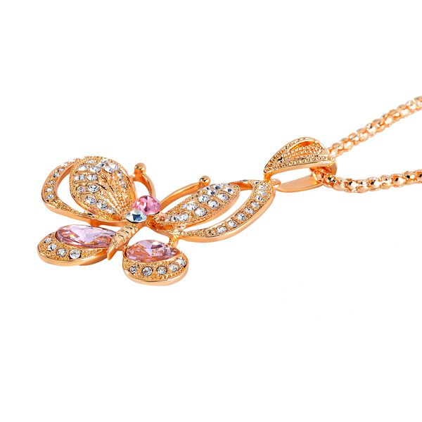 Rosa Kristall, Weißer Kristall Halskette ca. 70 cm  Std Gelb image number 3