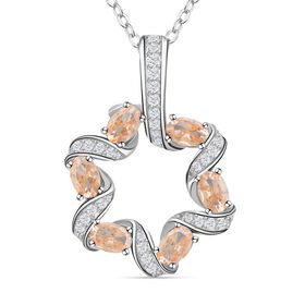 Champagner und weiße Zirkonia Anhänger mit Kette, Messing