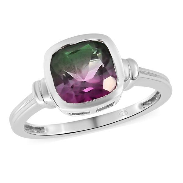 Wassermelonen-Quarz-Triplett Solit&auml;r Ring 925 Silber platiniert image number 4