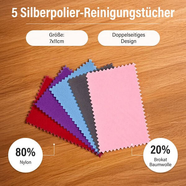 5-lagige stapelbare 26x15x14,5 cm Schmuckbox mit 5 Silber-Poliert&uuml;chern, Rot image number 5