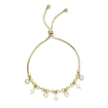 Wei&szlig;er Zirkonia Bolo Armband ca. 15.25 cm Gold tone ca. 0,20 ct