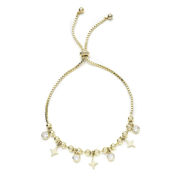 Wei&szlig;er Zirkonia Bolo Armband ca. 15.25 cm Gold tone ca. 0,20 ct