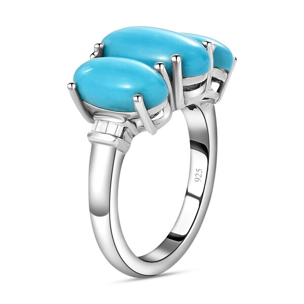 Amerikanischer, nat&uuml;rlicher Sleeping Beauty T&uuml;rkis und Diamant-Ring, 925 Silber platiniert  ca. 4,68 ct image number 5