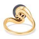Tahiti Perle, weißer Zirkon Ring, 925 Silber Gelbgold Vermeil (Größe 19.00) ca. 0.23 ct image number 5