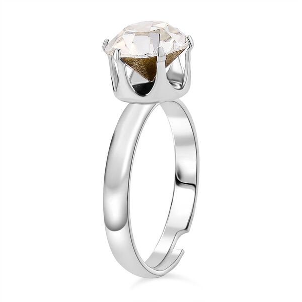 Weißer Kristall Schmuckset Nickelfreies Messing Silberfarben, Flexibles (Größe 17.00-18.00) image number 4