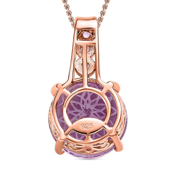 Blume des Lebens: Rose de France Amethyst, rosa Saphir, Anh&auml;nger mit Kette im Schmuckset, 925 Silber Ros&eacute;gold Vermeil ca. 11.16 ct image number 4