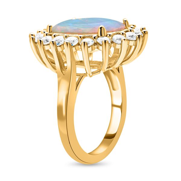 Nat&uuml;rlicher, &auml;thiopischer Opal und wei&szlig;er Zirkon-Ring - 7,40 ct. image number 5