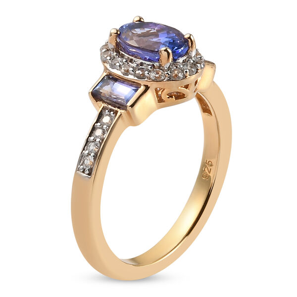 AA Tansanit und Zirkon-Ring, 925 Silber 585 Gelb Vermeil  ca. 1,41 ct image number 5