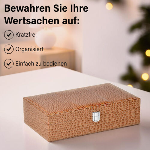Premium Schmuckbox mit Silberpoliertuch, 32x20x8,7 cm, Braun image number 1
