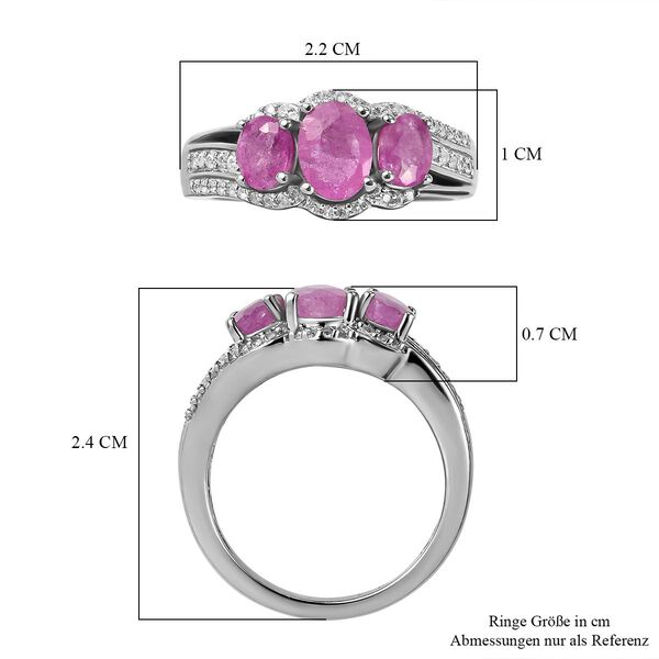 Ilakaka Rosa Saphir-Ring, (Fissure gefüllt), 925 Silber platiniert image number 7