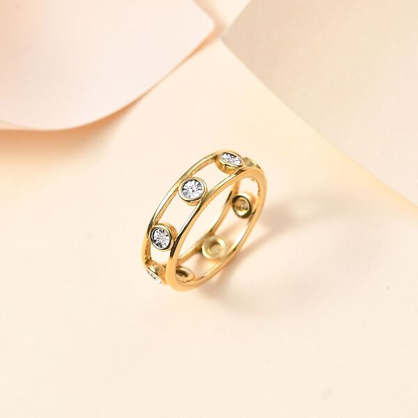 Doppelreihiger Ring mit Weißen P Diamanten, 925 Silber 750 Gelbgold Vermeil (Größe 18.00) image number 2