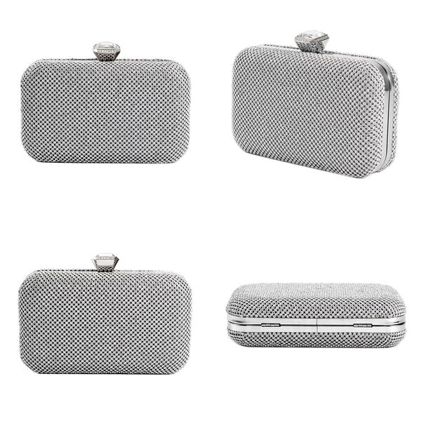 Moderne Clutch mit Kristallverzierung, 20x4x2 cm, Silber image number 4