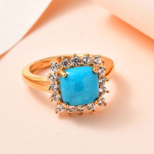 Sleeping Beauty Türkis und Zirkon Halo Ring - 3,09 ct. image number 1