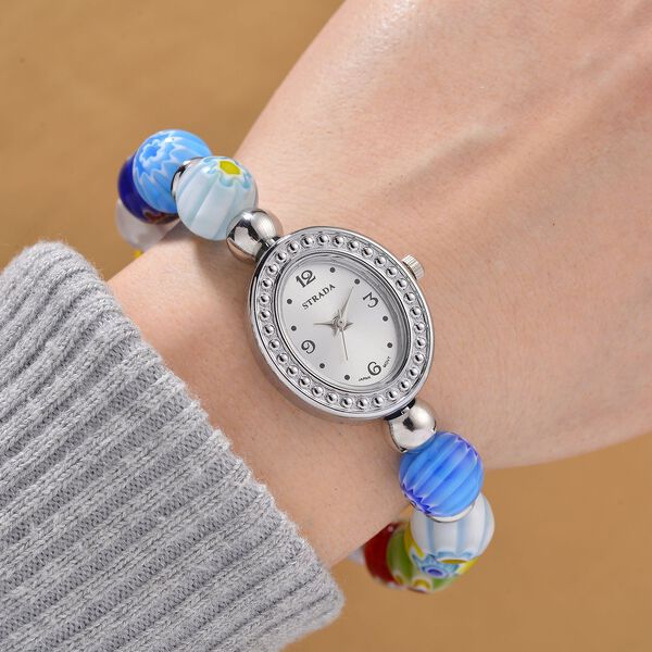 STRADA flexible mehrfarbige Armbanduhr im Murano-Stil, Japanisches Uhrwerk image number 2