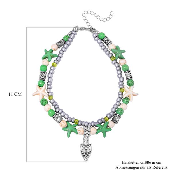 2er Set - Wei&szlig;er Howlit, Gr&uuml;ner Howlit Schmuck Zubeh&ouml;r ca. 23 cm Antik-silber-Plattierung ca. 60.35 ct image number 6