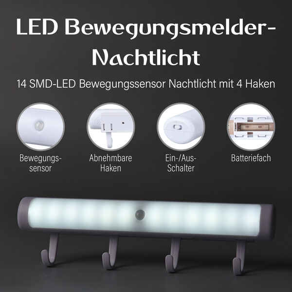 LED Bewegungsmelder-Nachtlicht mit 4 Haken image number 11