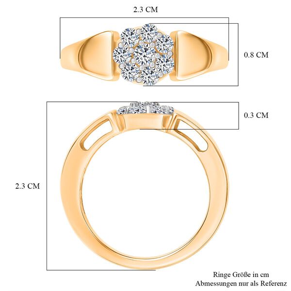 LUXURIANT DIAMOND - Lab Grown Diamant SI-GH SGL zertifiziert Ring 925 Silber 750 Gelbgold Vermeil (Größe 18.00) ca. 0.50 ct image number 6