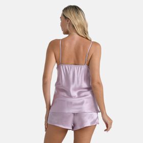 LA MAREY Seidentop aus Maulbeerseide, Gr&ouml;&szlig;e S, Lila