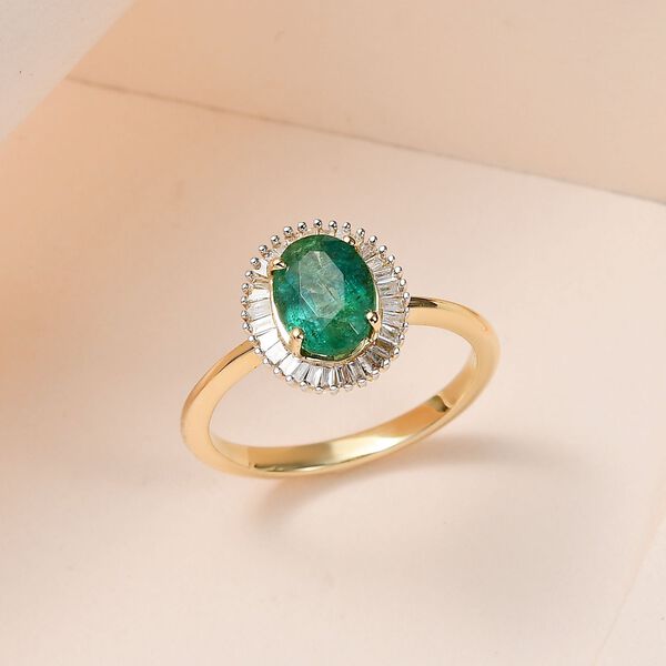 AAA Kagem sambischer Smaragd und Diamant Halo-Ring - 1,43 ct. image number 2