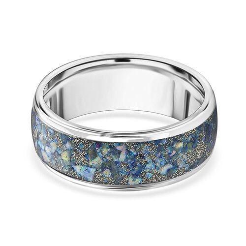 Himmelblaue Muschel Ring Reines Wolframcarbid (Größe 16.25) image number 0