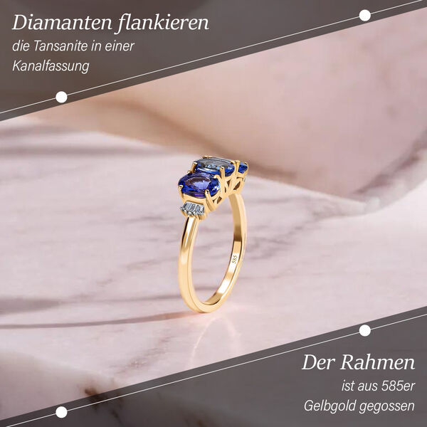 AAA Tansanit und Diamant Ring in 585 Gelbgold - 2,02 ct. image number 3