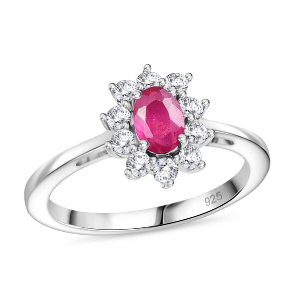 D'Joy Afrikanischer Rubin und Zirkon Halo Ring und Anh&auml;nger image number 4