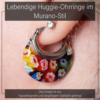 Durchsichtige Huggie-Ohrringe im Murano-Stil