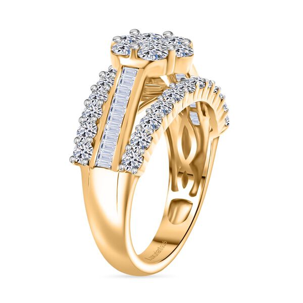 LUXURIANT SGL zertifizierter SI-GH Labor Diamant Ring, 925 Silber 750 Gelbgold Vermeil - 2 ct. image number 5